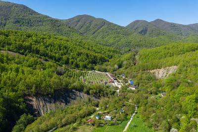 北高加索地区。赞恩河的山谷。鸟瞰图。