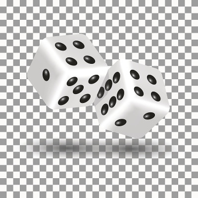 白色骰子在3D风格，矢量插图。