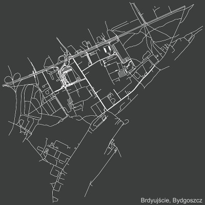 波兰Bydgoszcz Brdyujście区阴暗的街道地图