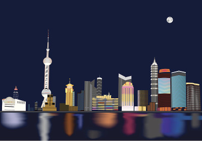 上海夜景矢量图