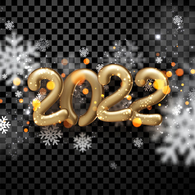 透明背景上的2022气球号码。