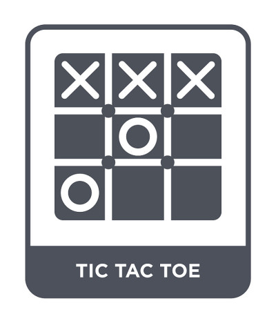 tic tac - toe图标向量上的白色背景，tic tac - toe时尚填充图标从娱乐和街机收
