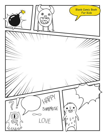 儿童漫画模板，