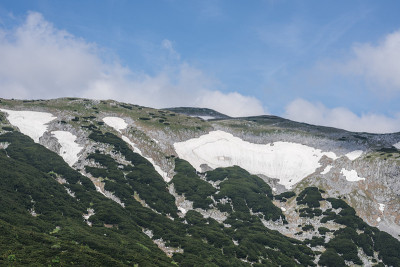 山上有雪和石墙，夏天也有