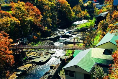 秋景北海道、札幌、中赞井温泉