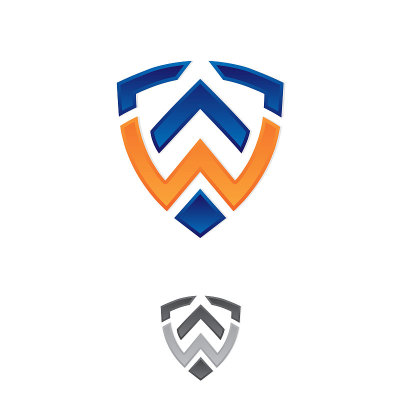 抽象盾形字母W色彩缤纷的设计