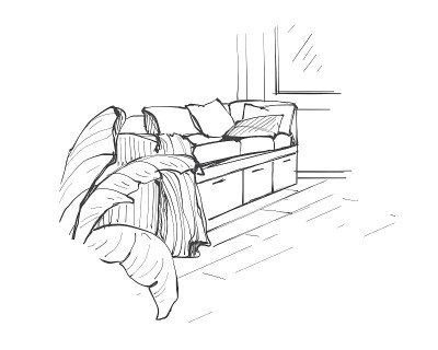 手绘素描客厅