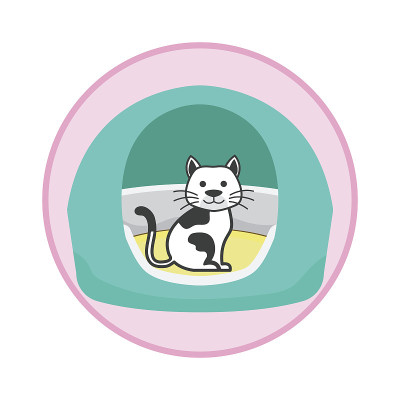 猫窝里的猫/宠物玩具配件。矢量图