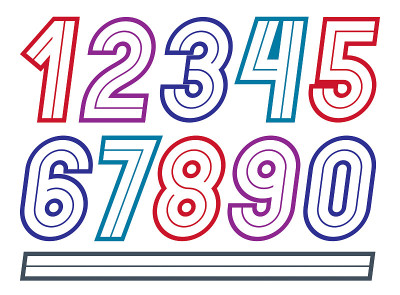 一组向量复古粗体数字从0到9最好用于设计。