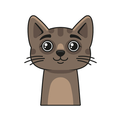 可爱的猫脸图标。卡通风格的白色背景矢量