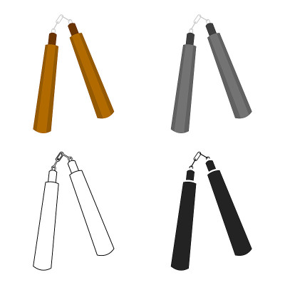 卡通Nunchuck图标。单武器图标从大的弹药，手臂设网