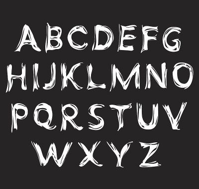 向量字母表。手绘的信件。