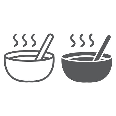 Soup line and glyph icon, food and meal, bowl sign