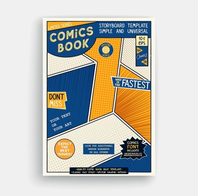 漫画书页面模板。经典故事板的艺术品。漫画杂志封面。矢量图形