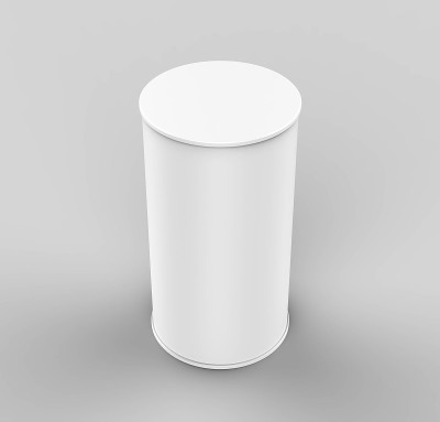 白色空白迷你弹出展览柜台。3 d渲染插图。