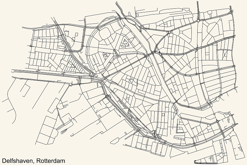 荷兰鹿特丹Delfshaven区街道道路图