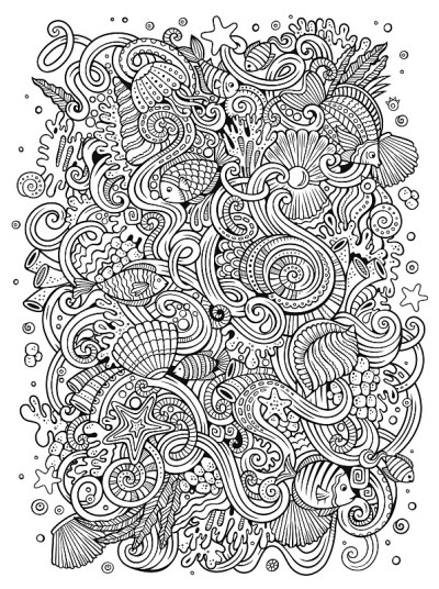 卡通手绘涂鸦水下生活插图