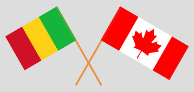 Crossed flags of Mali and Canada
