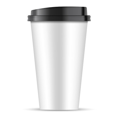 白纸咖啡杯与黑盖隔离