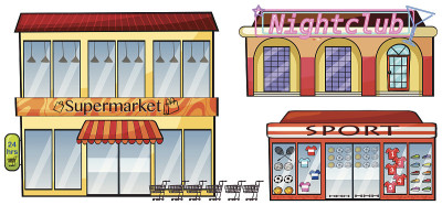 超市，夜总会和体育商店