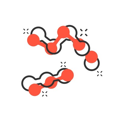 矢量卡通dna图标在漫画风格。医学分子概念图解象形图。Dna企业飞溅效应概念。