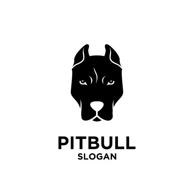 比特斗牛犬头部黑白标志图标设计