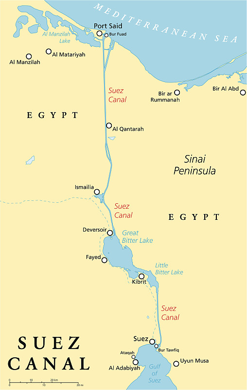 苏伊士运河政治地图