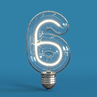 灯泡3d字体3d渲染数字6