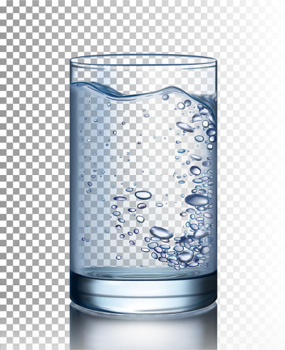 透明背景下满杯的水泡。矢量图