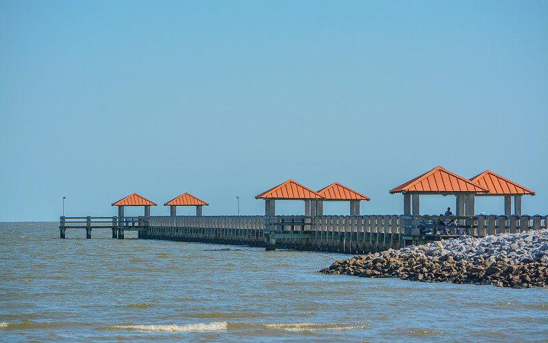 密西西比河沿岸的肯库姆斯码头。海湾港，哈里森县，墨西哥湾，美国密西西比州