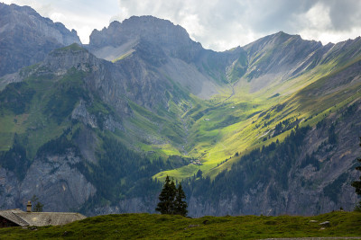 瑞士阿尔卑斯山的一条山路