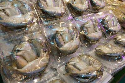 新鲜鲭鱼在泰国市场出售