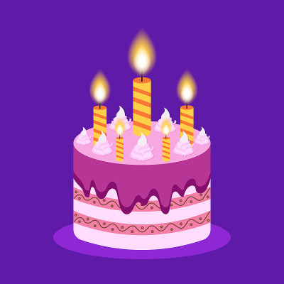 生日蛋糕，甜奶油和蜡烛
