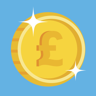 矢量金币图标与英镑符号。英国的货币