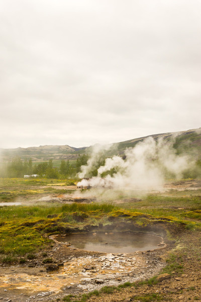冰岛Geysir的Haukadalslaug Hot Pot地热活动