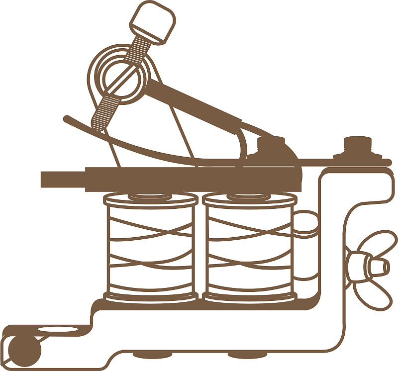 感应纹身机。纹身配件。轮廓图。