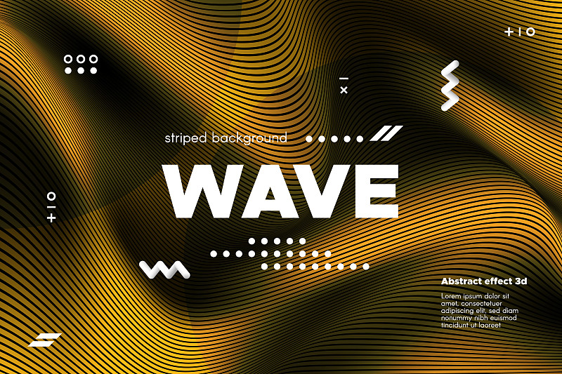 Gold Wave Banner with Distorted Lines.