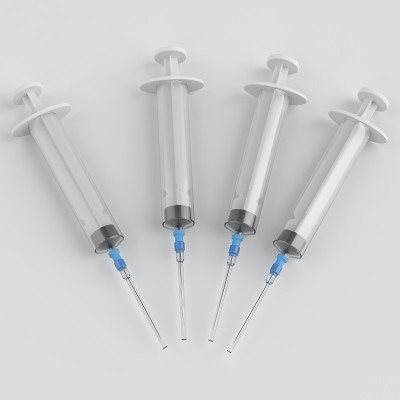 3d渲染药物注射器概念图
