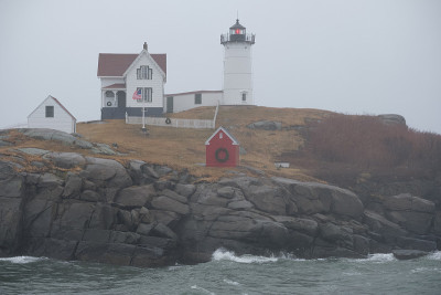 Rainstorm and gale force winds at the Nubble Light