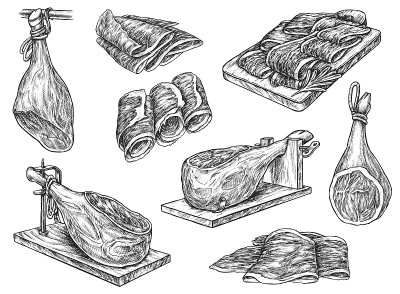 西班牙火腿腿和火腿片