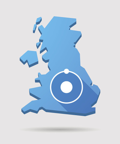 英国地图图标与一个原子