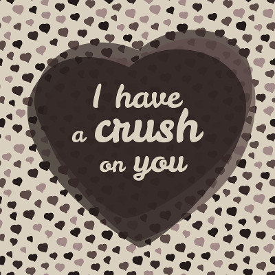 “I have a crush on you”(我对你有好感)。情人节卡片。