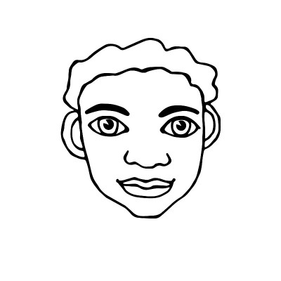 矢量轮廓脸人。手绘线条艺术插图。一个男人、女人、男孩、女孩的头，在一个涂鸦的风格，孤立在一个白色的背