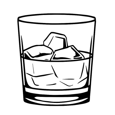 孤立的冰鸡尾酒绘制插图矢量
