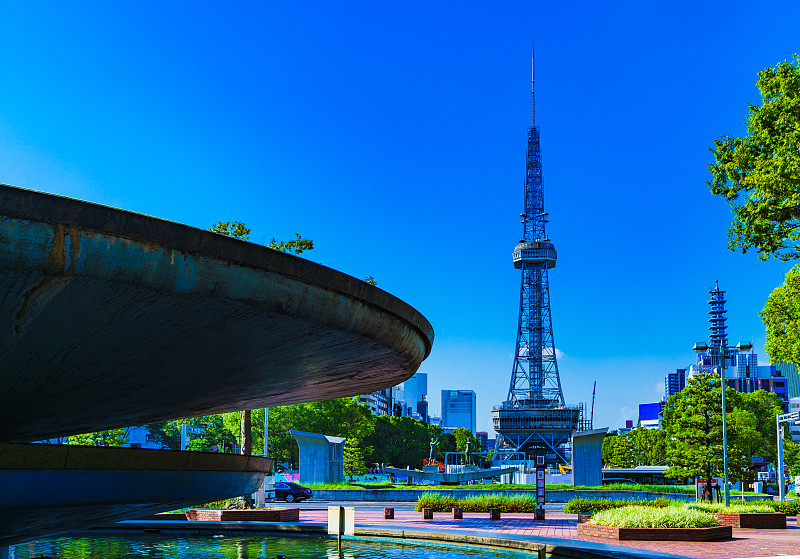 日本爱知的名古屋夏日蓝天景观