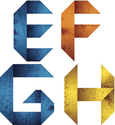 折纸字母E F G H。
