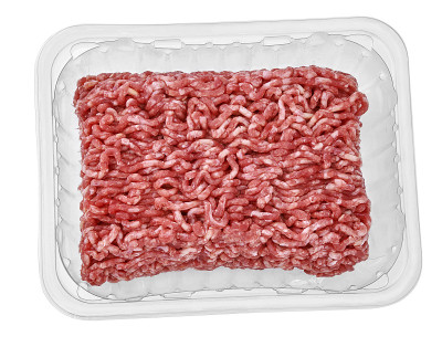 工作室里的生肉糜，单独放在白布上