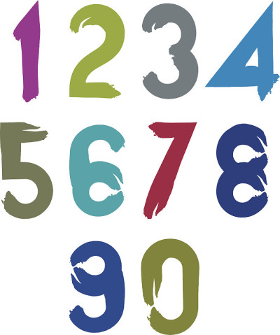 矢量时尚的笔刷数字，手写数字，数字集