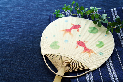 日本夏日场景与日本扇。(夏天图片)