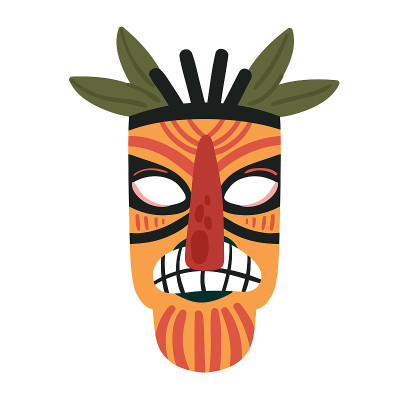 Tiki mask, colorful ethnic scary totem for traditi
